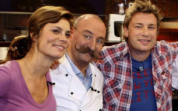 Unter Kollegen: Horst Lichter (Mitte) mit Sarah Wiener und Jamie Oliver