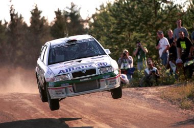 Rallye Finnland mit Ersatz-Copilot Georges Biar (26.8.2001)