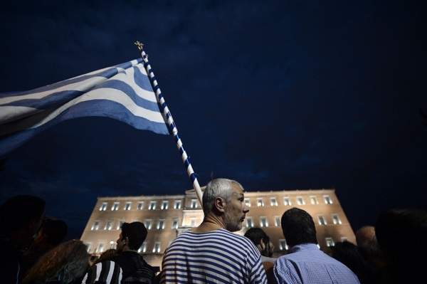 Demonstration vor dem griechischen Parlament in Athen