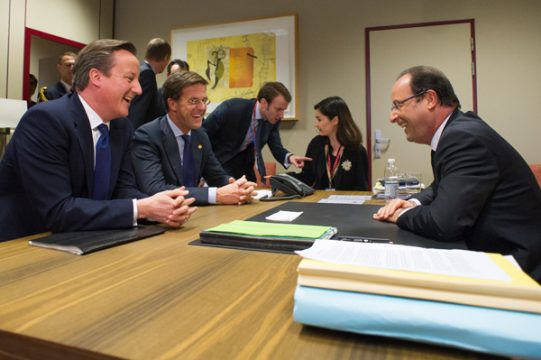 David Cameron, Mark Rutte und François Hollande in Brüssel