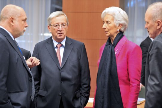 Eurogruppenchef Juncker mit IWF-Präsidentin Lagarde