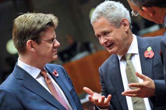 Der britische Staatssekretär für Finanzen Greg Clark und der zyprische Europaminister Andreas Mavroyiannis