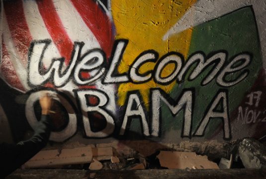 Birma erwartet den US-Präsidenten: "Welcome Obama"-Graffiti in Yangon