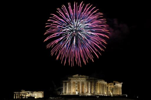 Das Feuerwerk über der Akropolis