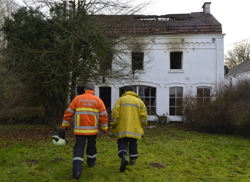 Das ausgebrannte Haus in Florennes