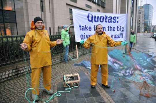 Greenpeace-Aktivisten demonstrieren in Brüssel für nachhaltige Fischerei