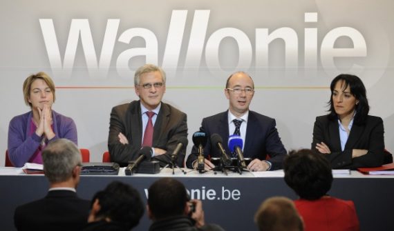 Joke Schauvliege, Kris Peeters, Rudy Demotte und Fadila Laanan (vlnr)