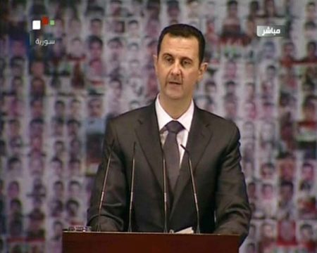 Der syrische Präsident Assad bei seiner Rede an das Volk