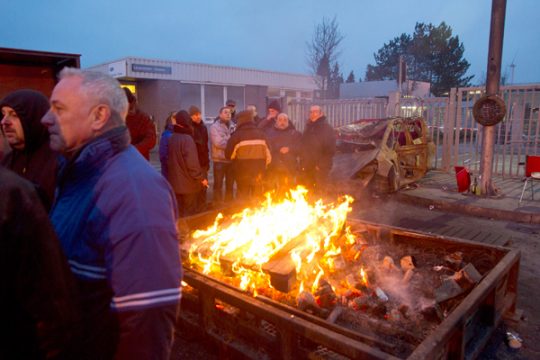 Protestaktion der Zulieferer bei Ford Genk am 9. Januar