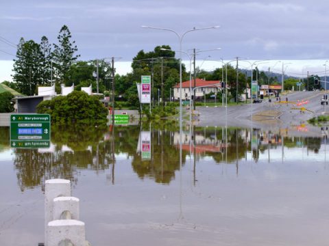Gympie wird immer wieder von überschwemmungen getroffen (Bild: Januar 2011)