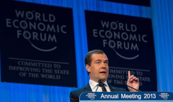 Russlands Ministerpräsident Dmitri Medwedew in Davos