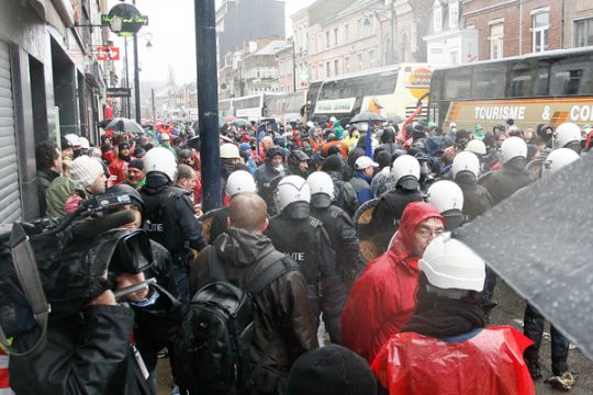 Proteste von ArcelorMittal-Bechäftigten in Namur
