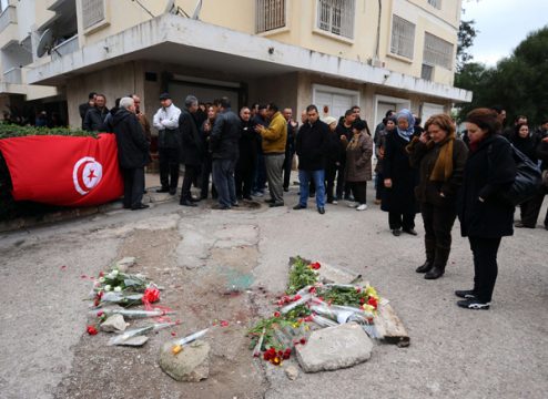 Blumen vor Chokri Belaids Haus