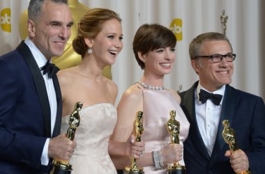 Daniel Day-Lewis, Jennifer Lawrence, Anne Hathaway und Christoph Waltz