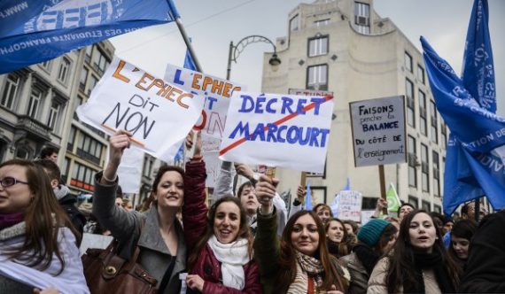 Studenten protestierten auch in Brüssel für mehr Geld für Hochschulwesen