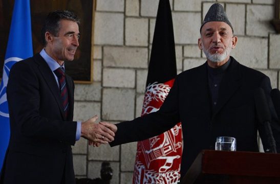 Nato-Generalsekretär Anders Fogh Rasmussen und Hamid Karsai in Kabul