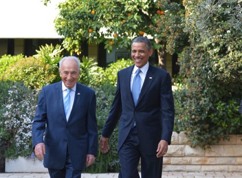 Isreals Präsident Schimon peres mit seinem US-Kollegen Barack Obama in Jerusalem