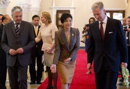 Didier Reynders, Prinzessin Mathilde, die thailändische Premierministerin Yingluck Shinawatra und Prinz Philipp (vlnr)
