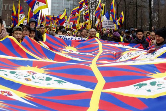 Demonstration für die Rechte der Tibeter in Brüssel
