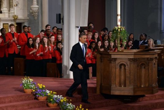 US-Präsident Barack Obama spricht bei dem Trauergottesdienst in Boston