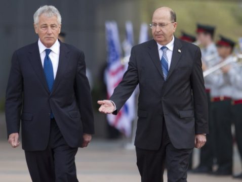 US-Verteidigungsminister Chuck Hagel mit seinem israelischen Amtskollegen Mosche Jaalon in Tel Aviv