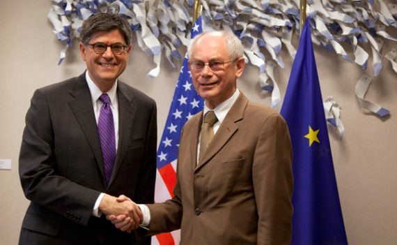 US-Finanzminister Jacob Lew zu Besuch bei EU-Ratspräsident Herman Van Rompuy in Brüssel