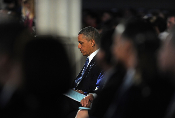 US-Präsident Obama bei der Trauerfeier für die Opfer des Anschlags auf den Boston Marathon