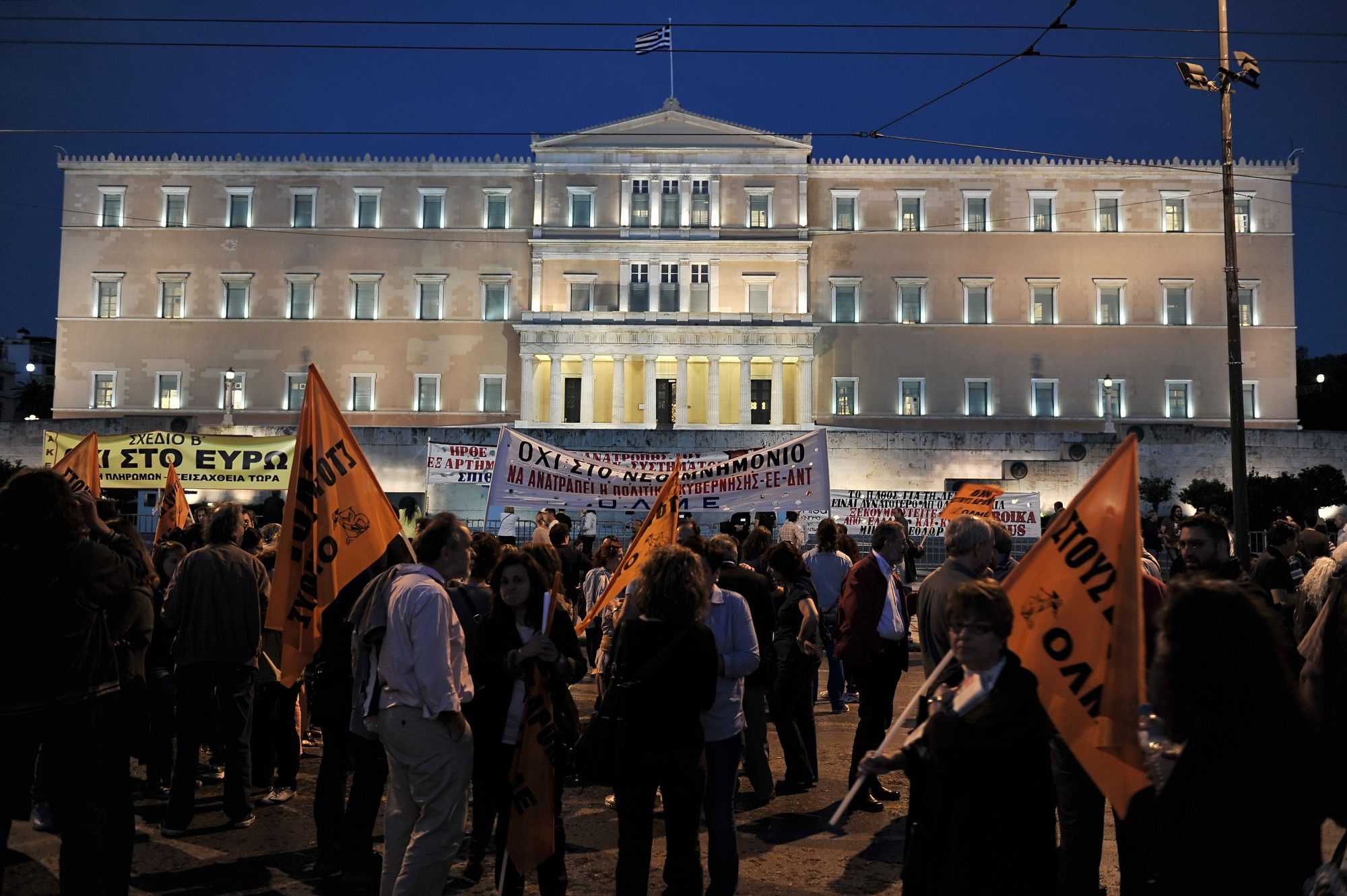 Demonstrationen vor dem Parlament in Athen
