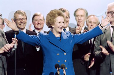 Margaret Thatcher beim parteitag der Konservativen in Blackpool (Oktober 1989) - BIld: Johnny Eggitt (afp)