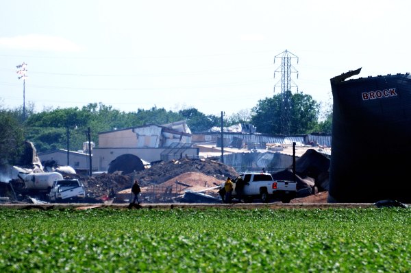 Die in Trümmern liegende Düngermittelfabrik im texanischen West