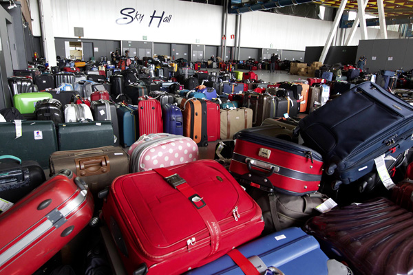 Kofferhaufen am Brüsseler Flughafen