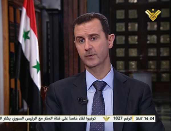 Der syrische Präsident Baschar al-Assad in einem Interview des Hisbollah-Fernsehsenders Al-Manar