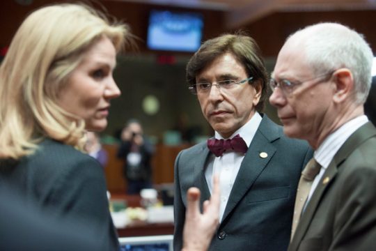 Dänemarks Premier Helle Thorning-Schmidt mit Elio Di Rupo und Herman Van Rompuy