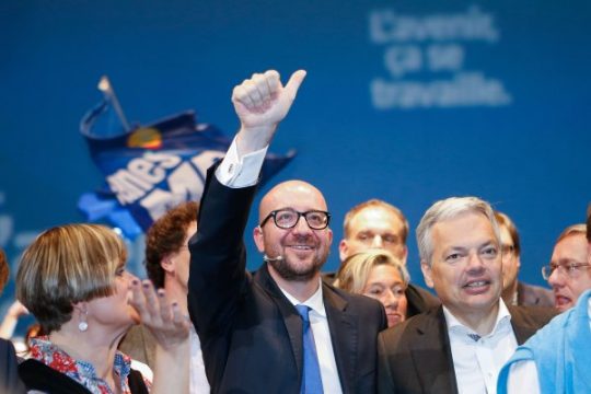 MR-Präsident Charles Michel und MR-Vizepräsident Didier Reynders in Jodoigne