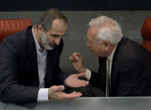 Oppositionsführer Ahmed Moaz al-Khatib mit Spaniens Außenminister Manuel Garcia-Margallo in Madrid