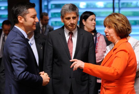 EU-Treffen in Luxemburg: Kristian Vigenin (Bulgarien), Michael Spindelegger (Österreich) und Catherine Ashton