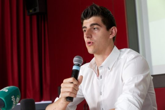 "Ich bleibe bei Atletico Madrid": Thibaut Courtois bei der Pressekonfrenz in Kortrijk am Samstag