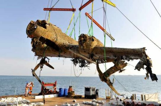 Die aus dem Ärmelkanal geborgene Die Maschine des Typs Dornier Do 17