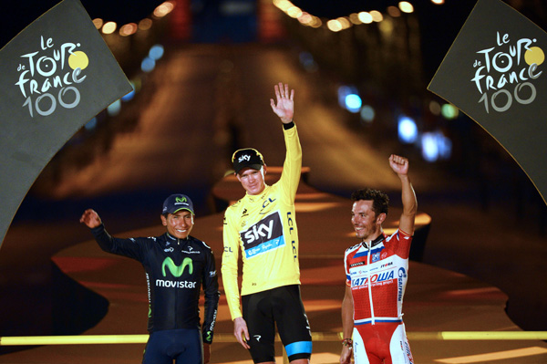 Christopher Froome gewinnt die 100. Tour de France - Nairo Quintana und Joaquim Rodriguez fahren auf zwei und drei