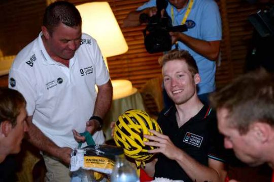 Jan Bakelants mit seinem gelben Helm