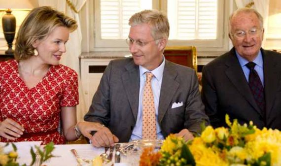 Prinzessin Mathilde, Kronprinz Philippe und König Albert