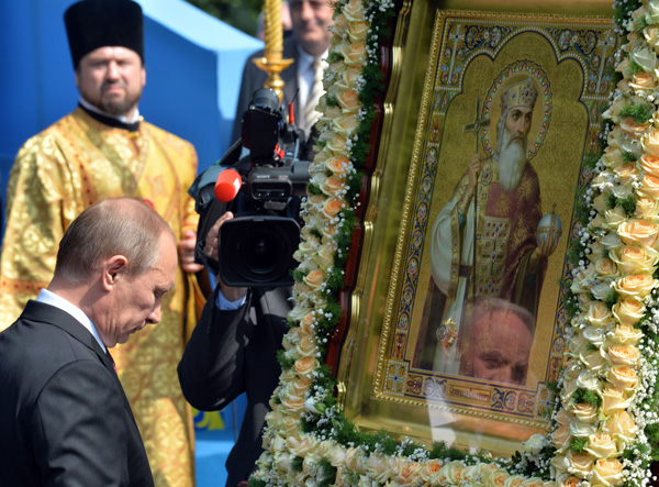 Russlands Präsident Wladimir Putin bei der Gedenkfeier in Kiew