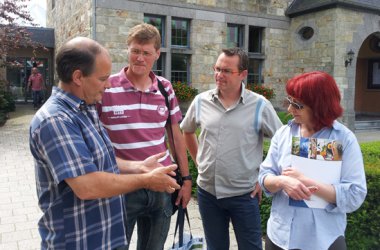 Francis Hubin (RTBF), Dany Heck (TAO), Olivier Colle (Vivacité) und Renate Ducomble (BRF)