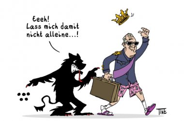 König Albert dankt ab - Karikatur: Valentine Lilien/BRF