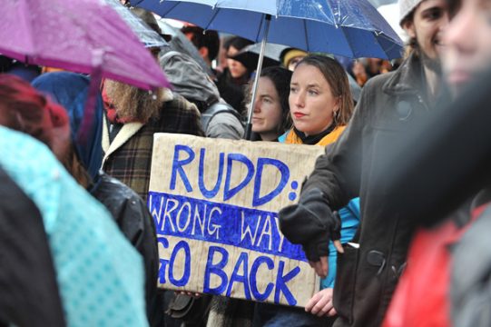 Preoteste gegen die Verschärfung der Asylpolitik in Australien (Melbourne, 20. Juli)