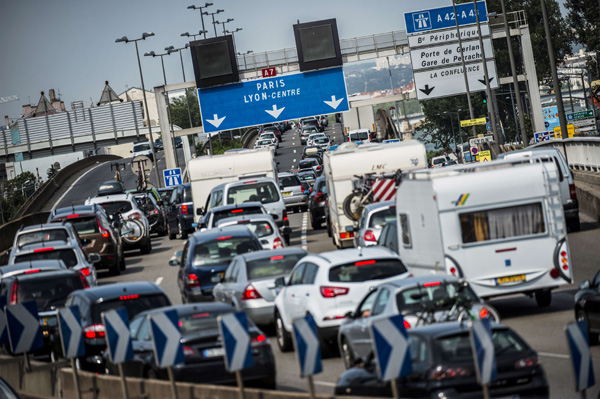 Stau auf der französischen Autobahn A7