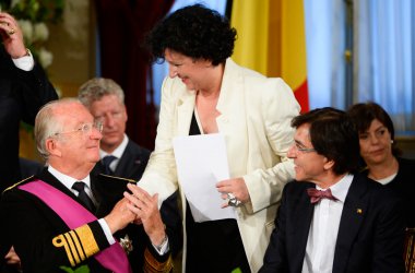 Ministerin Annemie Turtelboom verabschiedet sich von König Albert