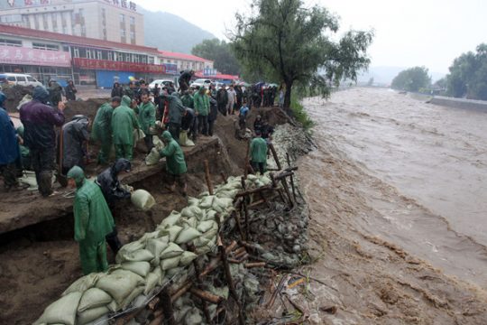 Schwere Überschwemmungen in der russisch-chinesischen Grenzregion (Bild: Huadian, Provinz Jilin im Nordosten Chinas)