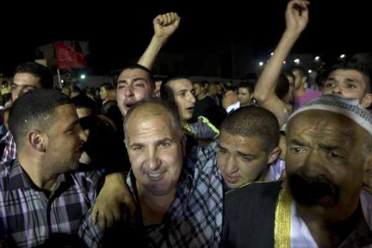 Freigelassene palästinensische Häftlinge bei Palästinenserpräsident Mahmud Abbas