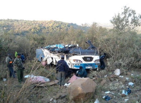 Der Unglücksbus in der Nähe der kenianischen Stadt Narok